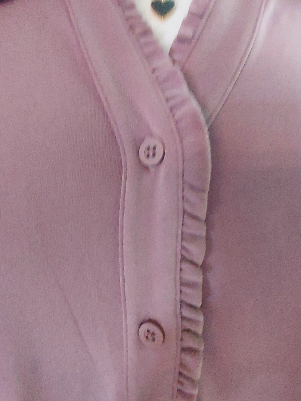 Adrianna Papell Mauve Ruffle-Trim Button Down Blouse: NWT - Picture 2 of 13